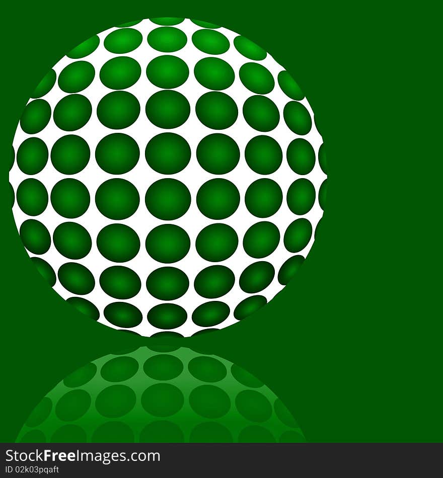 Glossy green abstract globes with inner spherical patterns with reflection. Glossy green abstract globes with inner spherical patterns with reflection