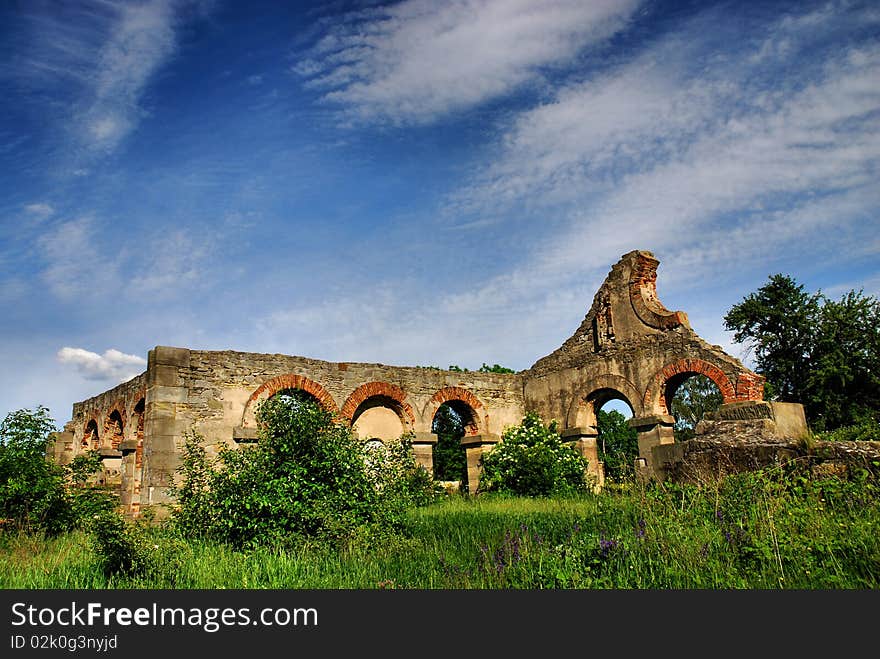 The ruins of the old factory in the sky