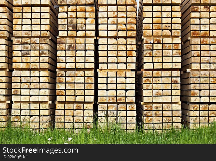 Stack of cut wood, rectangular pattern