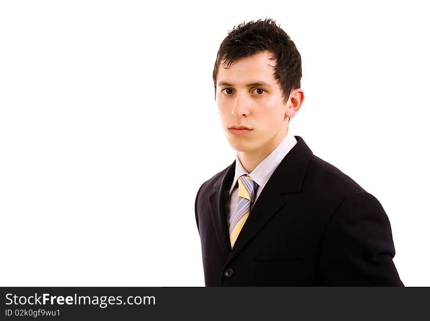 Portrait of young business man isolated on white