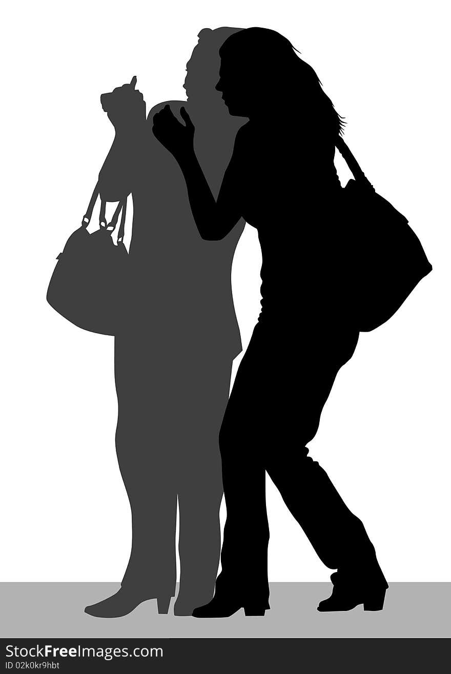 Drawing women and children. Silhouettes of people. Drawing women and children. Silhouettes of people