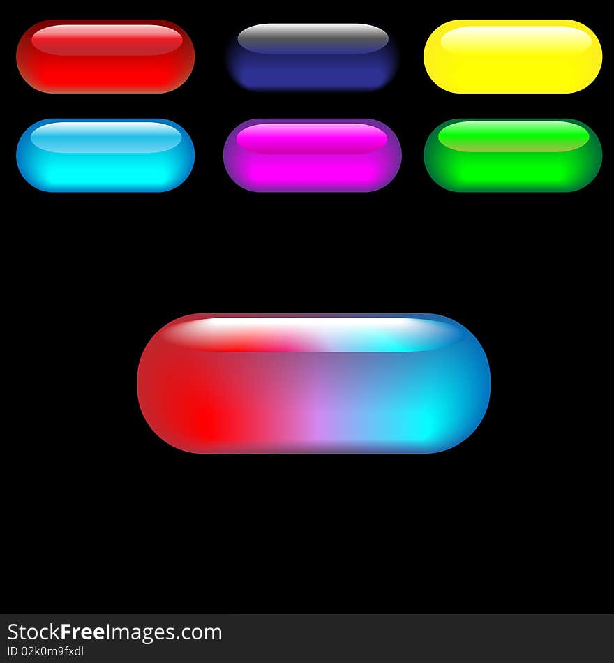 Color web buttons elements for web. Color web buttons elements for web