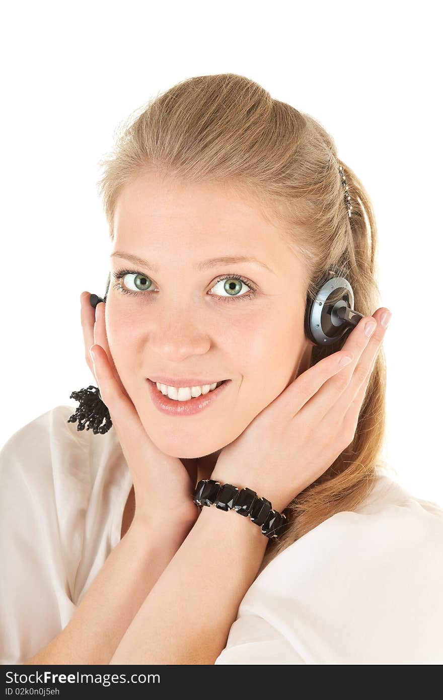 Young girl with a headphones