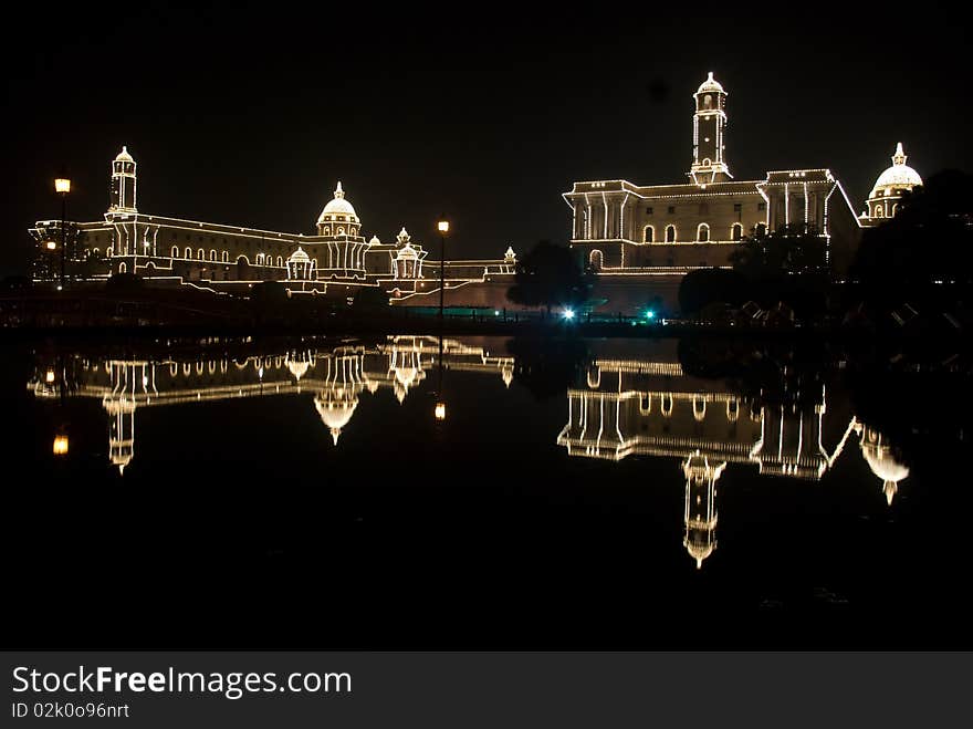 Illuminated Secretariat Buildings,Delhi,India