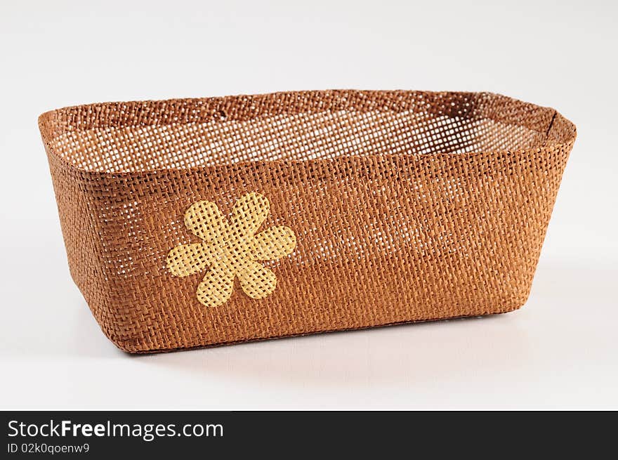 Floral straw basket for home decoration. Floral straw basket for home decoration.