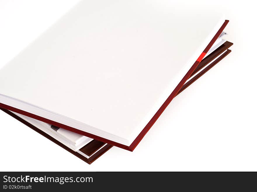 Open notebook on a white background