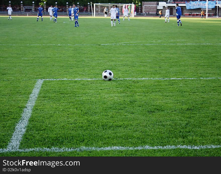 The ball on the soccer field