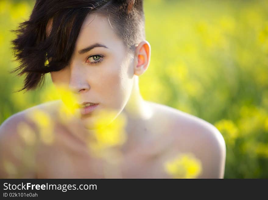 Young modern girl with no clothes on nature. Young modern girl with no clothes on nature.