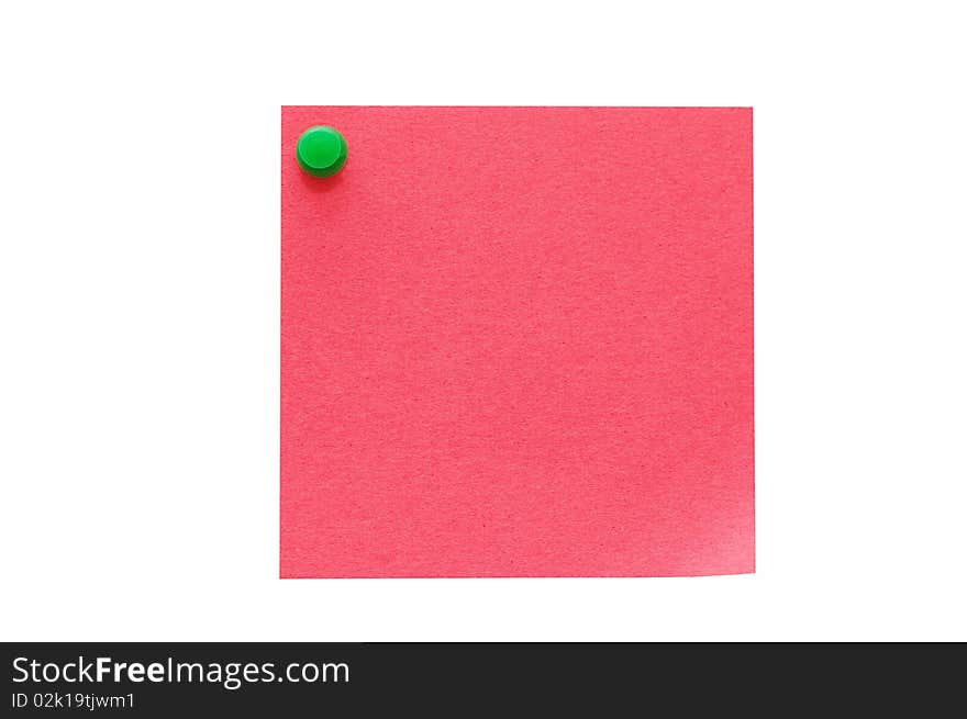 Note with pin isolated over white