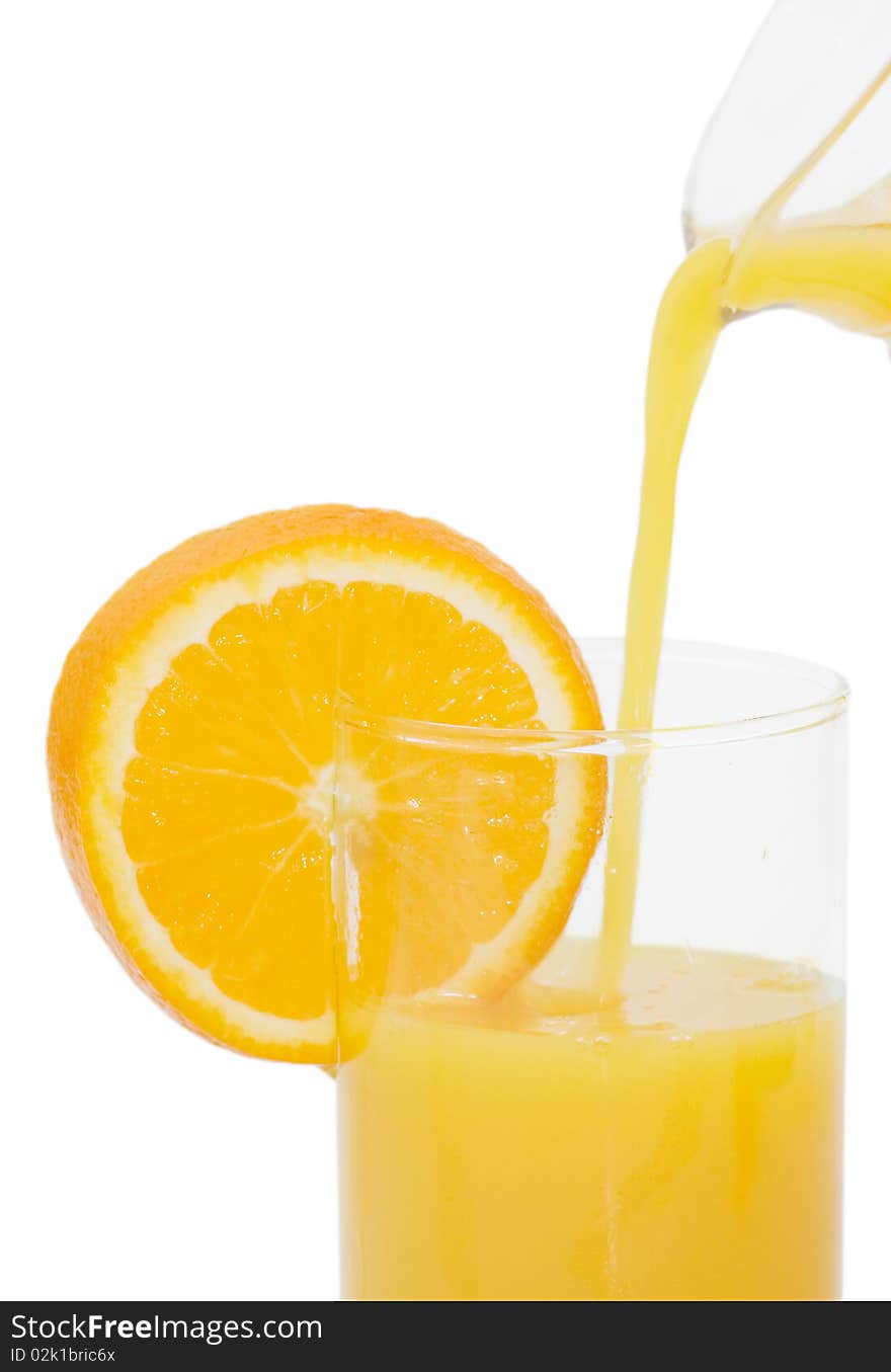 Orange juice in a decanter isolated