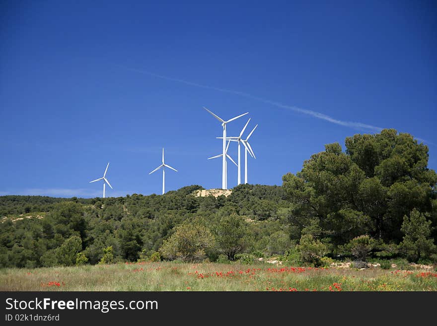 Group of eolian generators in a hill.