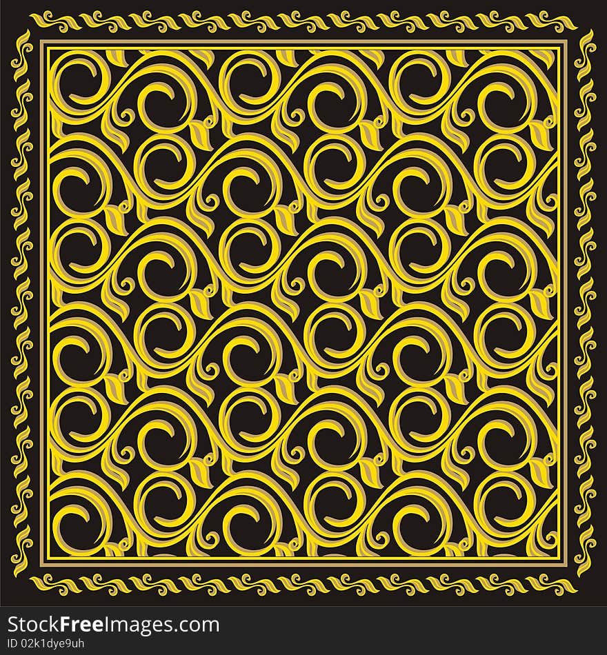 Patterns gold on a black backgroun. Patterns gold on a black backgroun