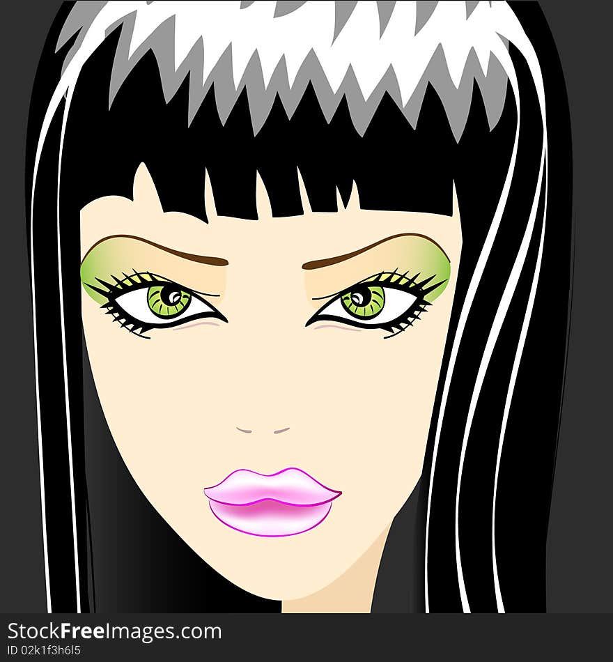 A pretty girl's face. Vector.