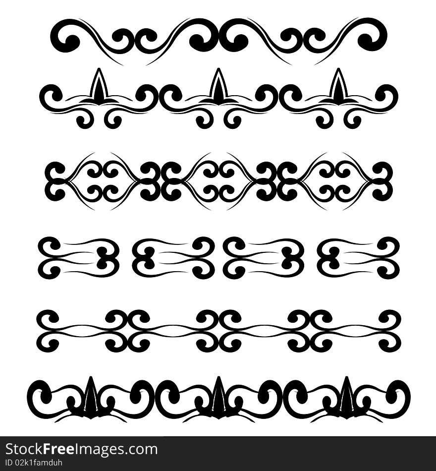 Decorative elements, vector. Black and white.