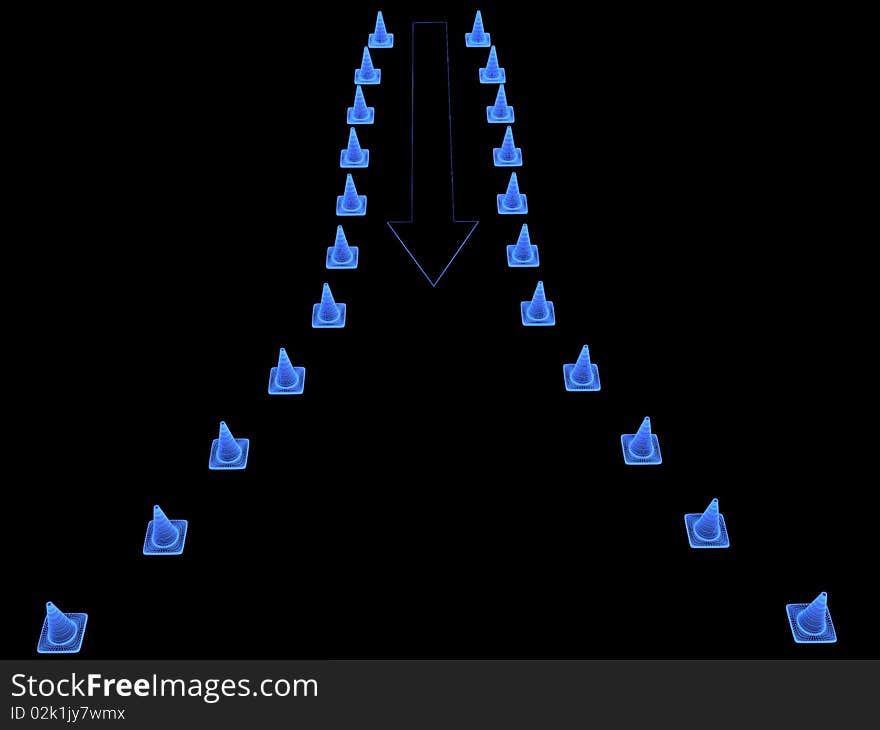 Obstacle overcoming. Done in luminous lines on a black background