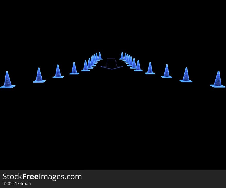 Obstacle overcoming. Done in luminous lines on a black background