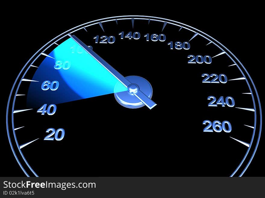 Abstract speedometer. On black background. Computer graphics