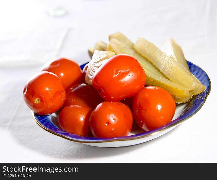 Salted Tomatoes And Pickled Cucumbers