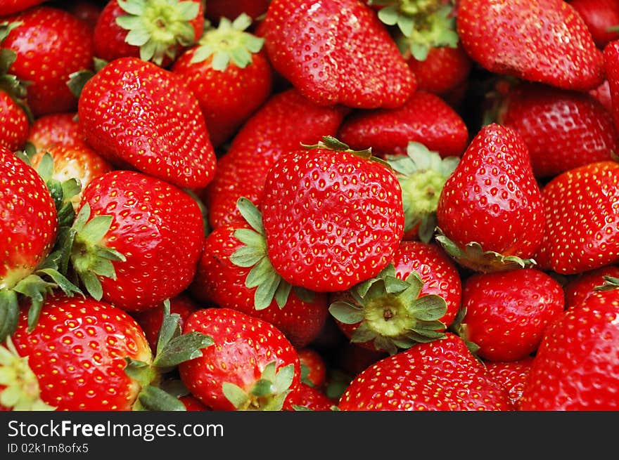 Close up of strawberry on market stand