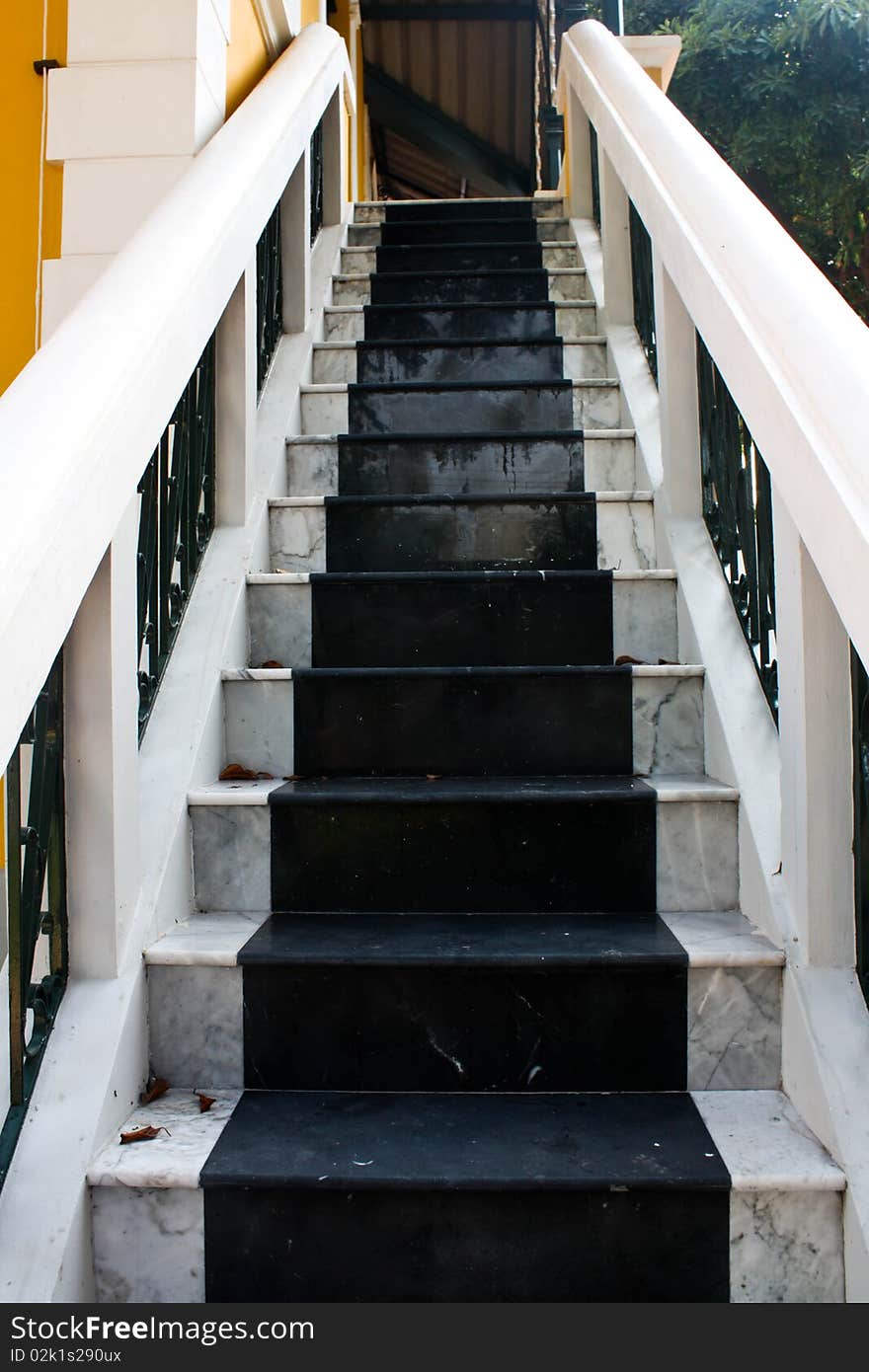 Marble stair ancient architecture of temple of king Rama fifth in Thailand