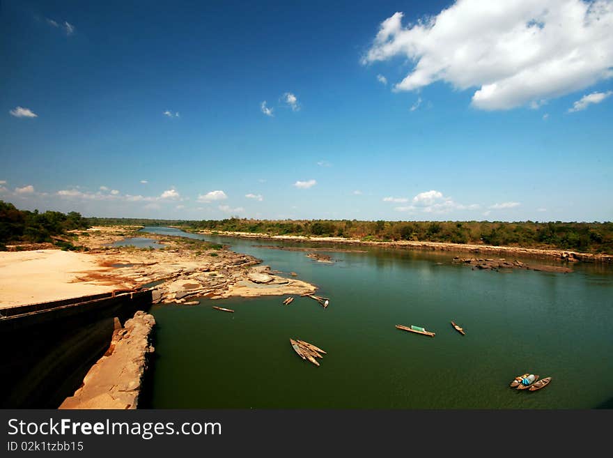 A river behides the dam at Ubonratchthani Thailand. A river behides the dam at Ubonratchthani Thailand