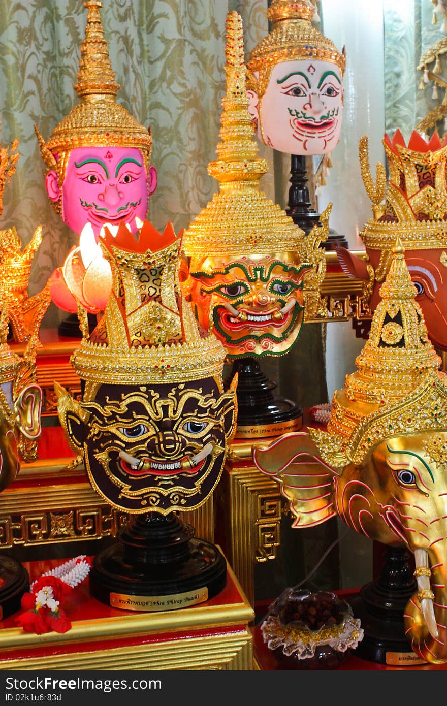 masks of Ramayana ritual worship of artist in Thailand