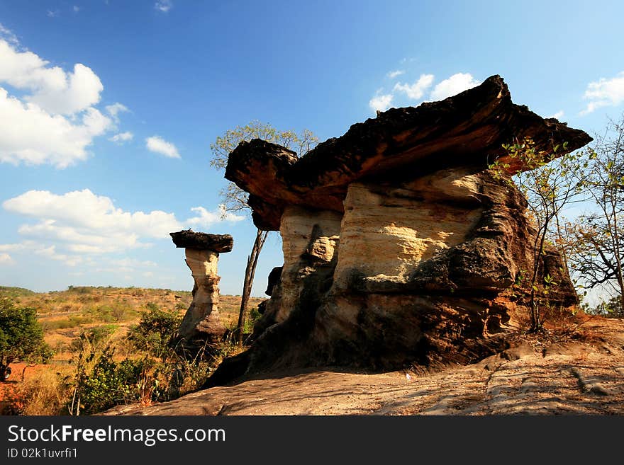 Natural rock pole in phatam nation park Ubonratchathani Thailand