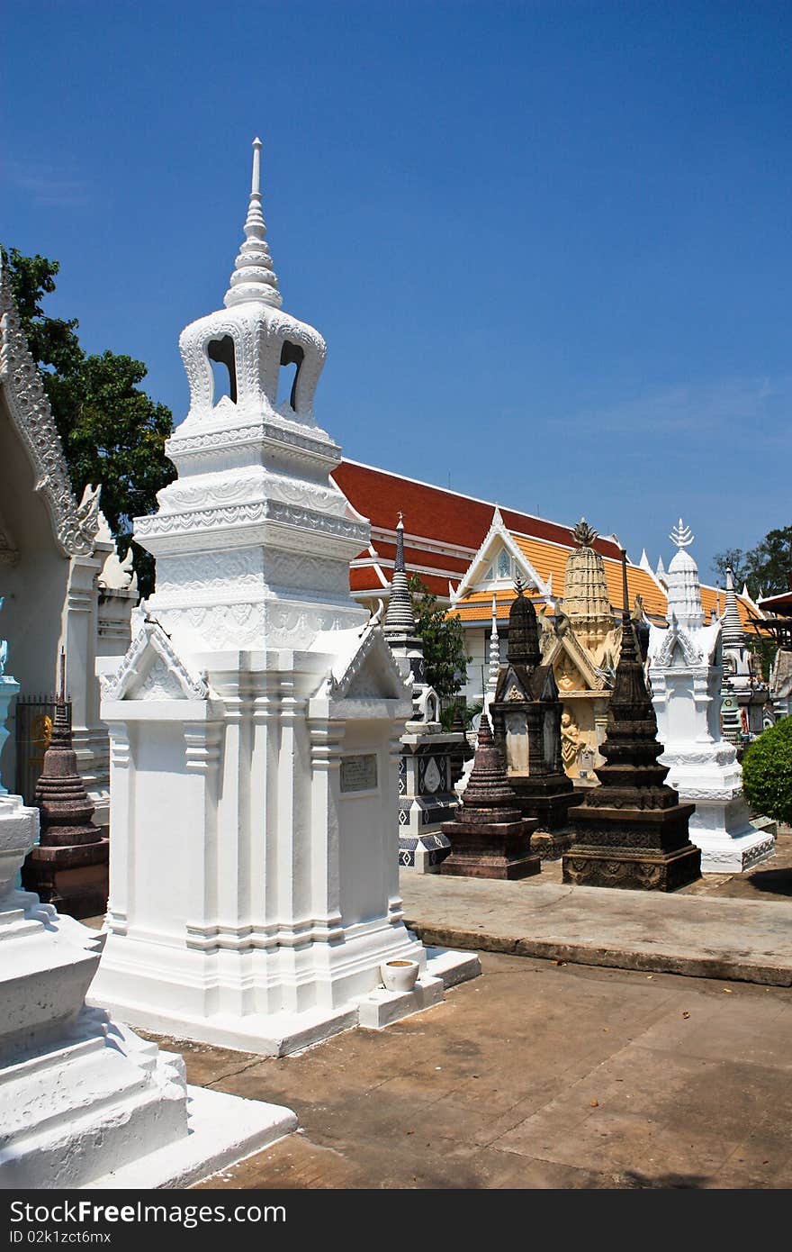 Thai people always contain their family 's bone in stupa for respect after died family live together again. Thai people always contain their family 's bone in stupa for respect after died family live together again