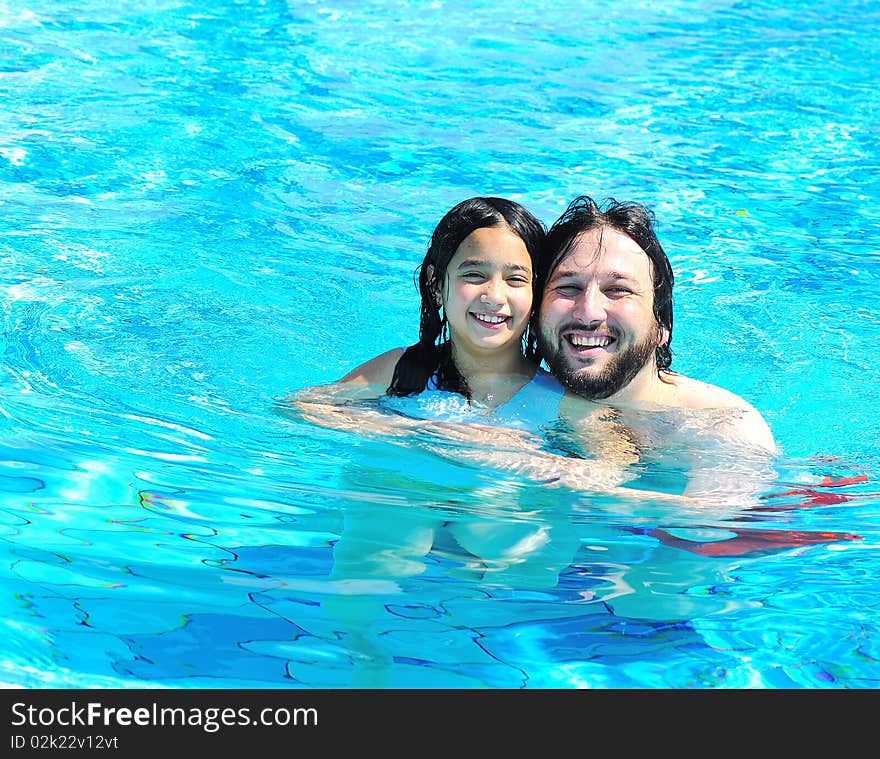 On beautiful pool, summer