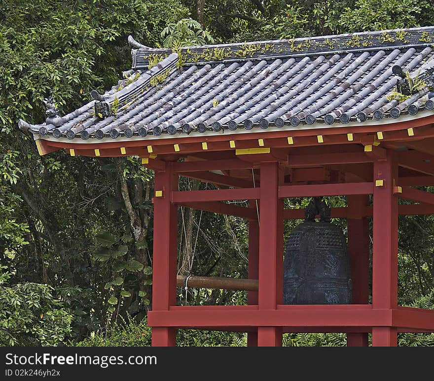 The peace bell at the Byodi-In Japanese temple on Oahu, Hawaii. The peace bell at the Byodi-In Japanese temple on Oahu, Hawaii