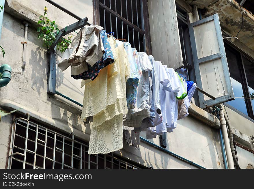 Washing Clothes Line Outside House