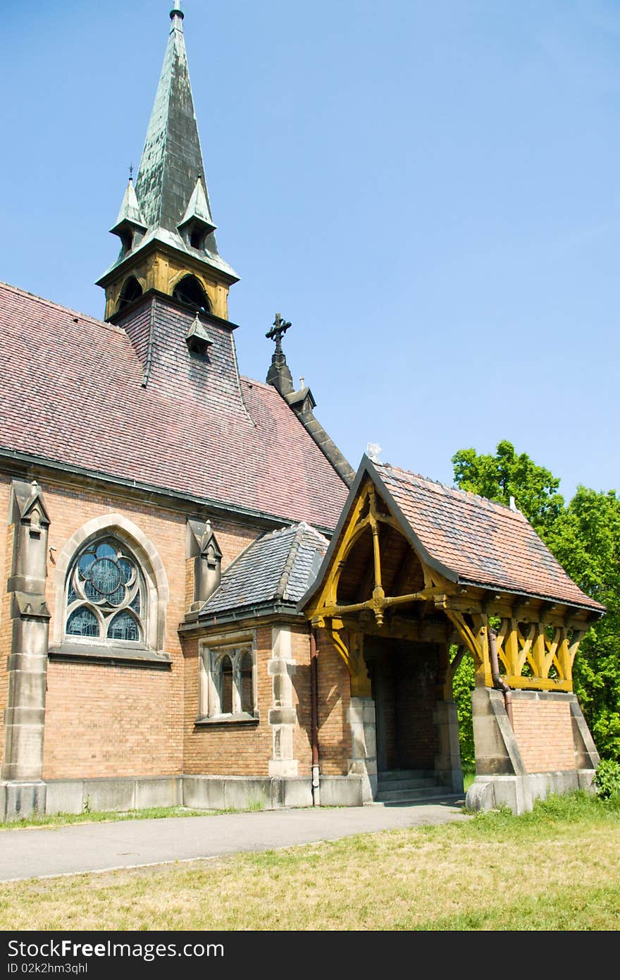 The old wooden church with tower