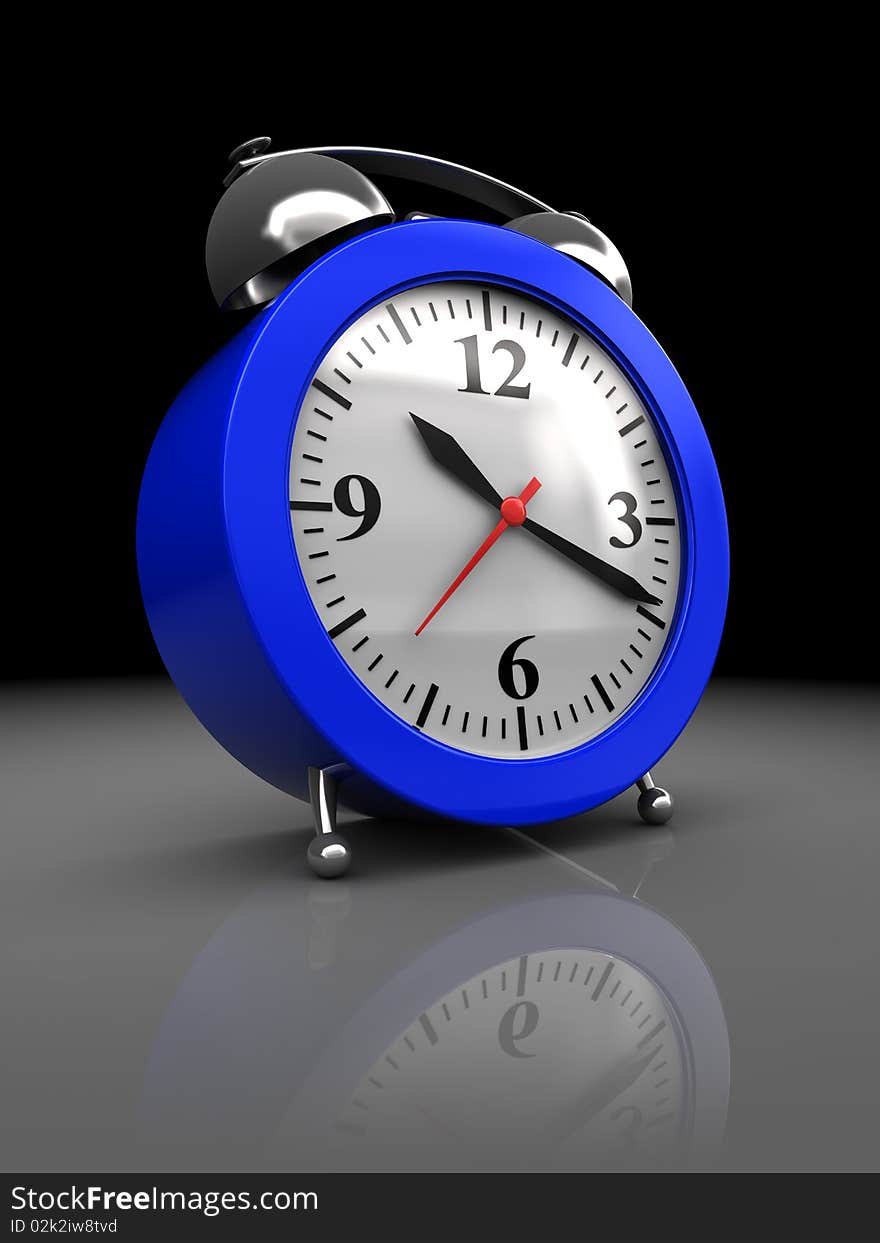 3d illustration of alarm clock over dark background