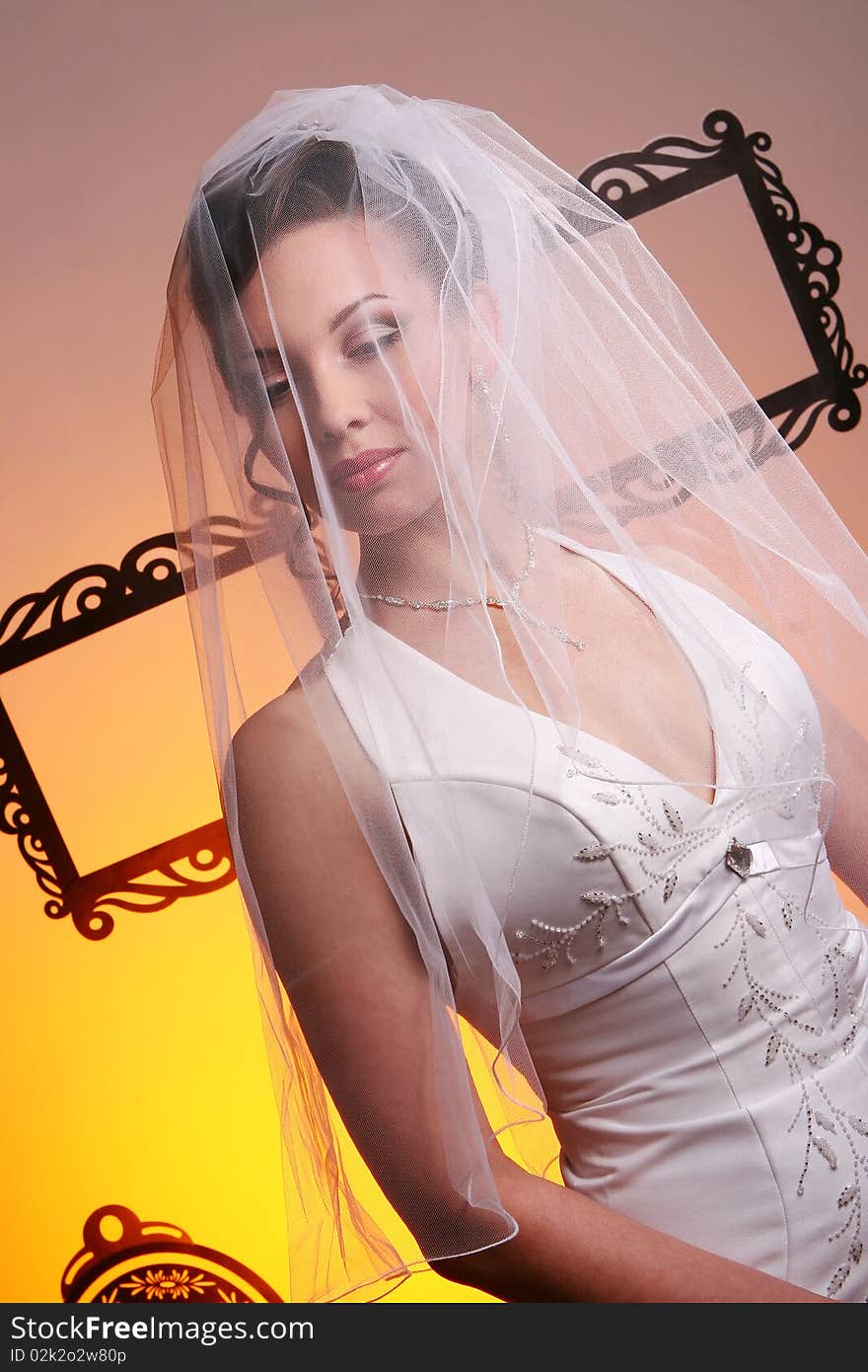 Young and beautiful bride in dress