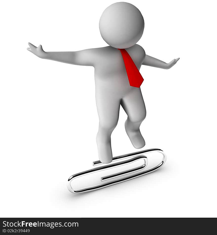 3d businessman with paperclip