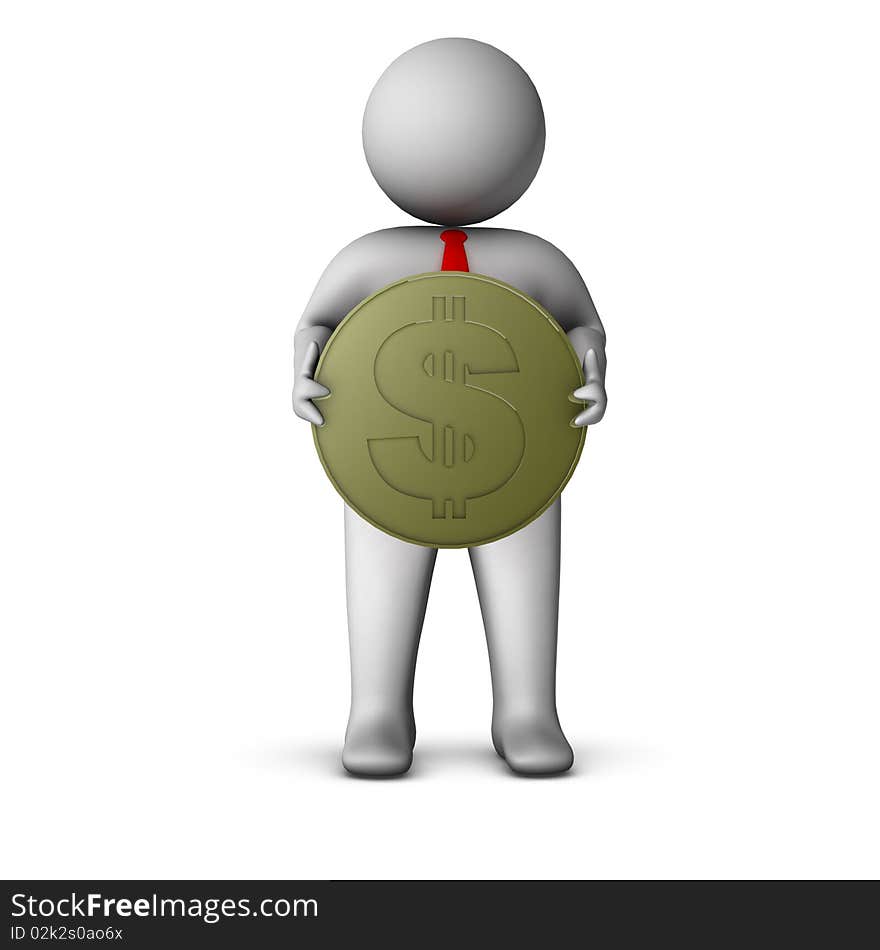 3d man with dollar coin