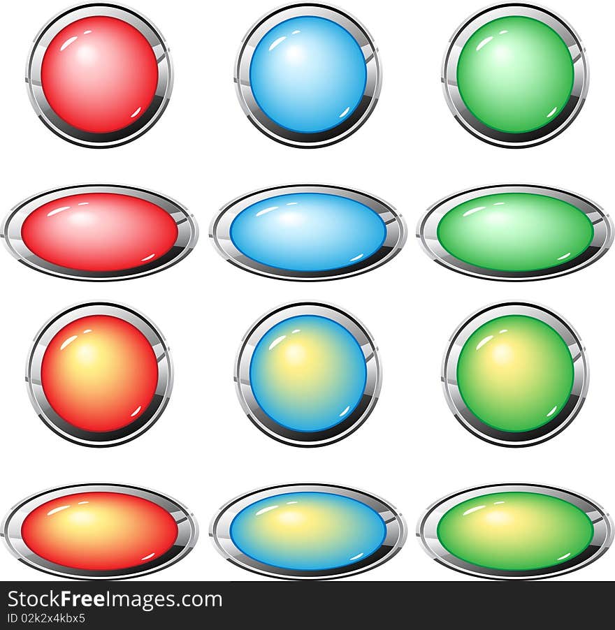 Luminescent buttons of different colors. Luminescent buttons of different colors