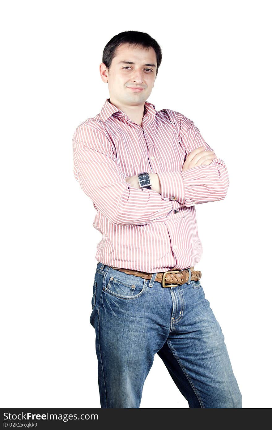 Young man posing on a white background. Young man posing on a white background