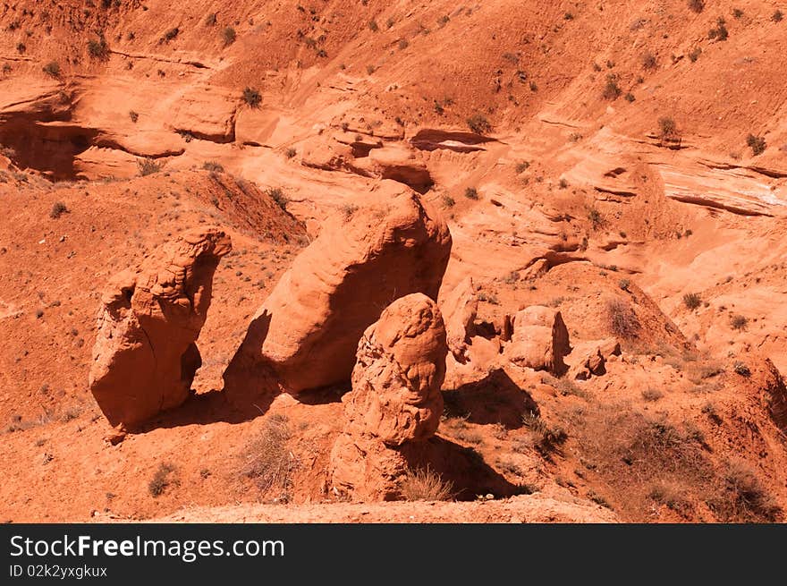 Stones in an orange canyon