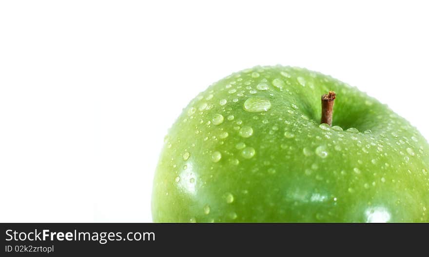 Green apple, isolated on white - close up