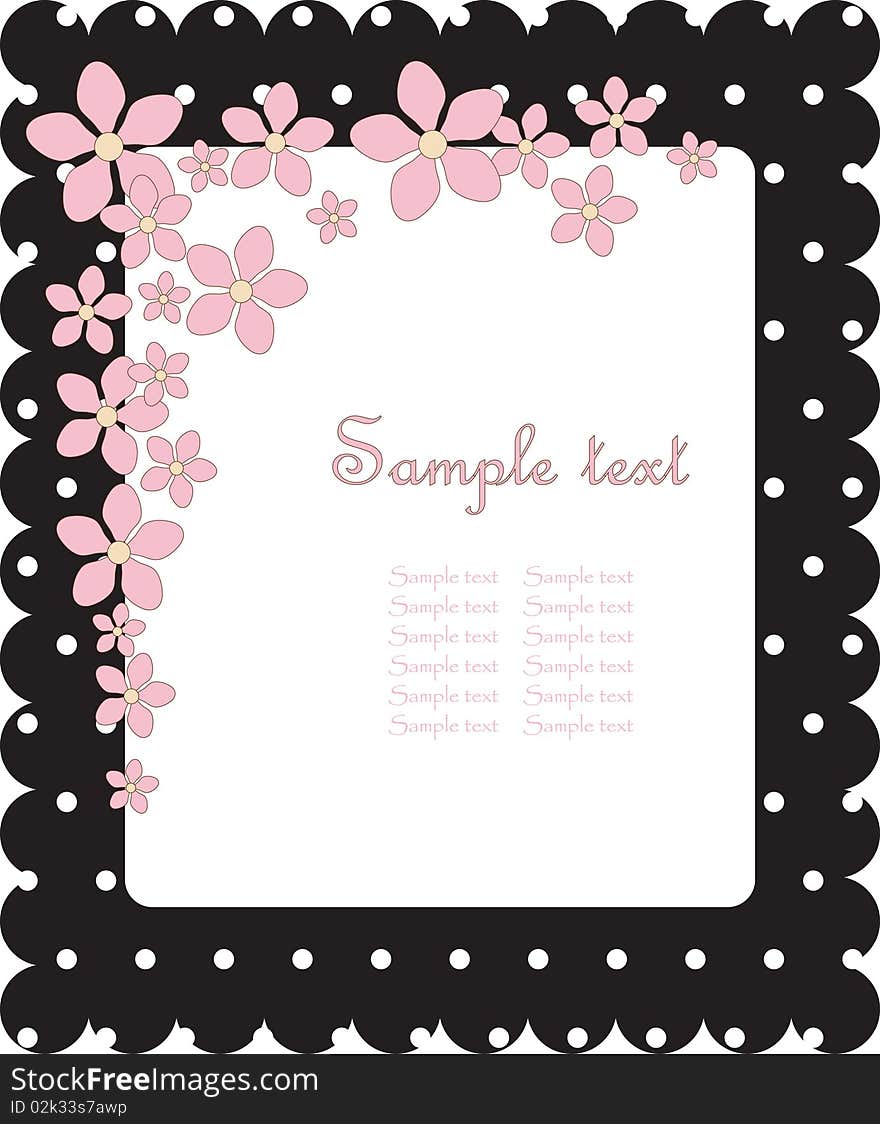 Floral cute card on dotted background