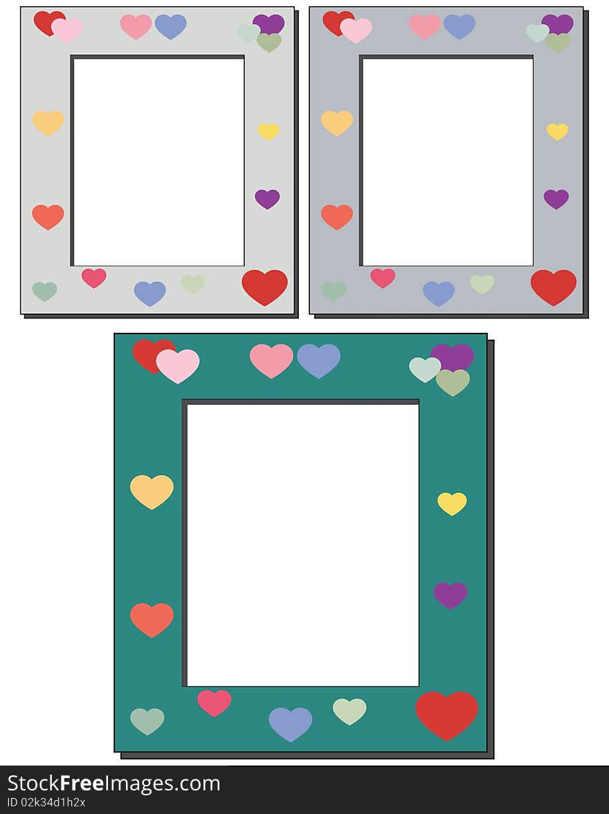 Love photo album frame with hearts. Love photo album frame with hearts