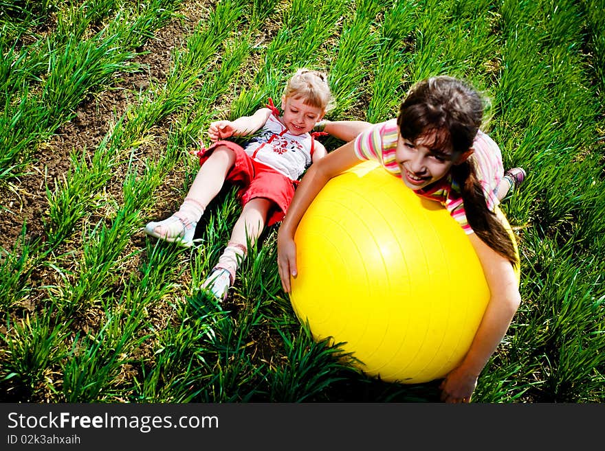 Girls on grass