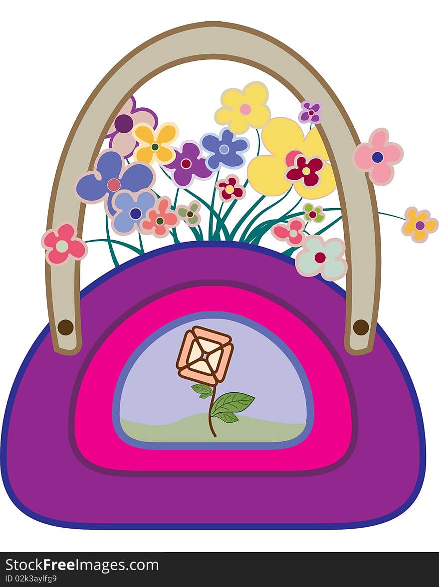 Fashion bag with the flowers