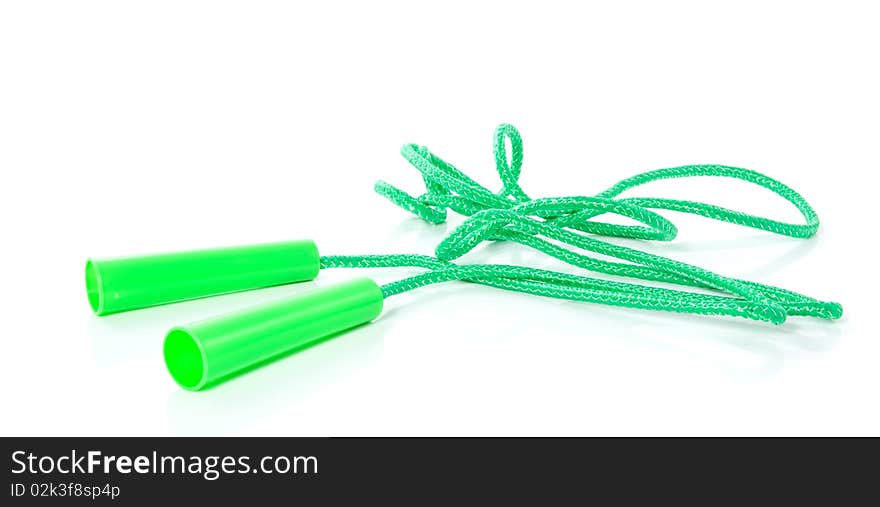 A green skipping rope