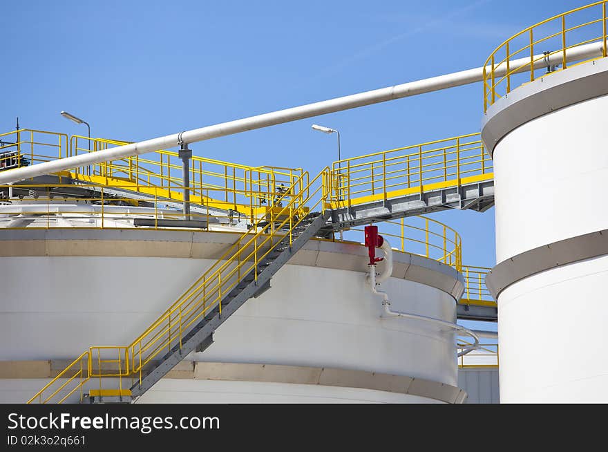 White oil tanks in the harbour of rotterdam