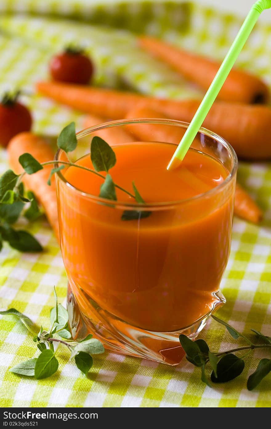 Healthy drink,glass of freshly squeezed carrot juice