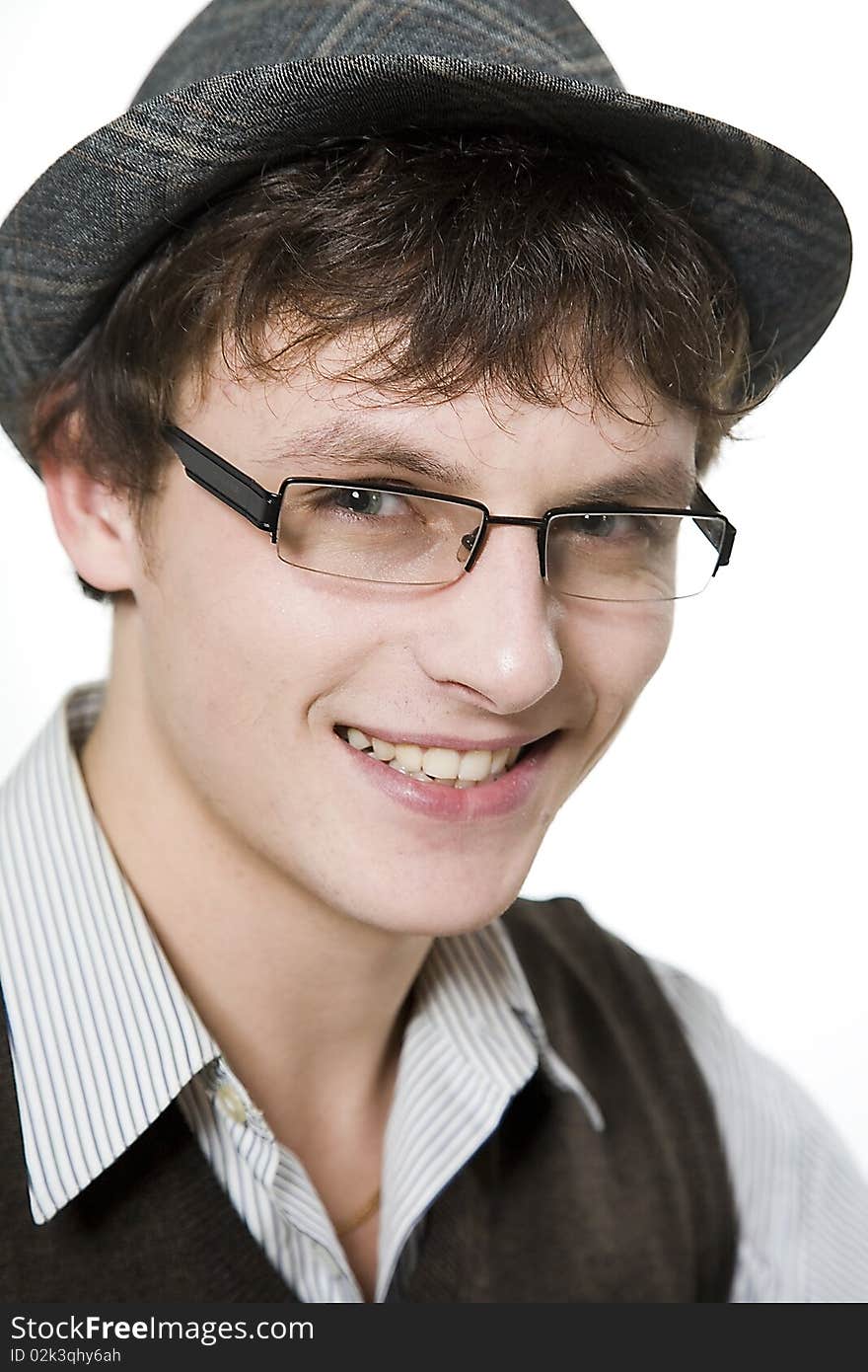 Portrait of young stylish man in studio