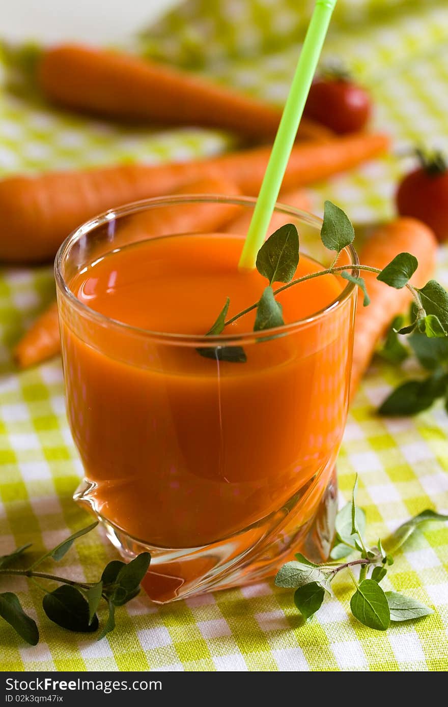 Healthy drink,glass of freshly squeezed carrot juice