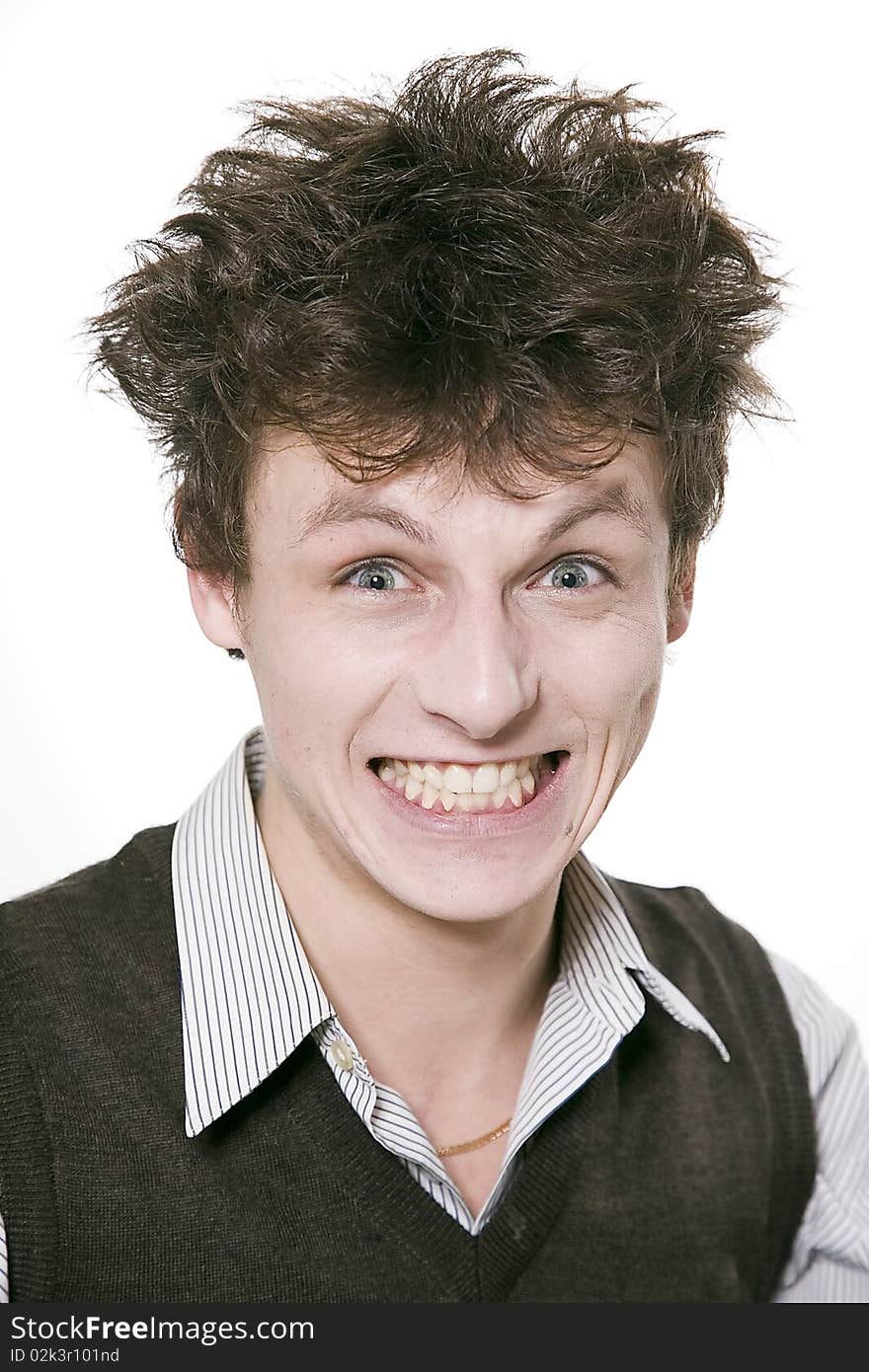 Portrait of young tousled man in studio. Portrait of young tousled man in studio